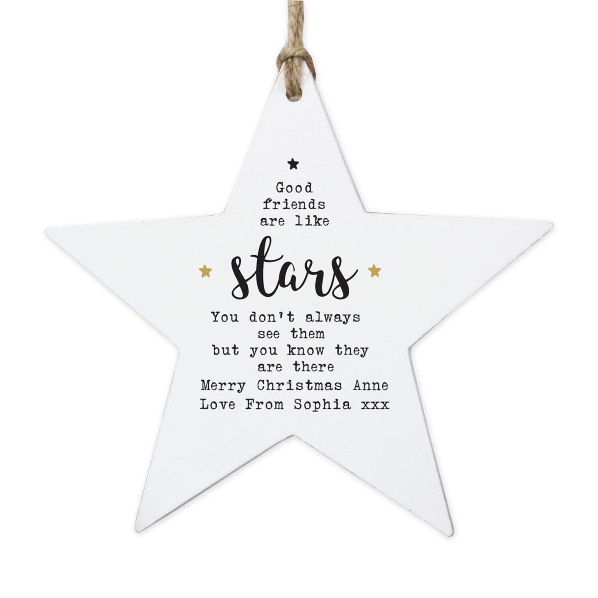 Personalised Good Friends Wooden Star Decoration - Shop Christmas Decorations At Gift Moments - 3