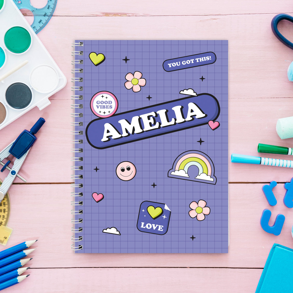 Personalised Good Vibes A5 Notebook: 4 - Notebooks By Gift Moments