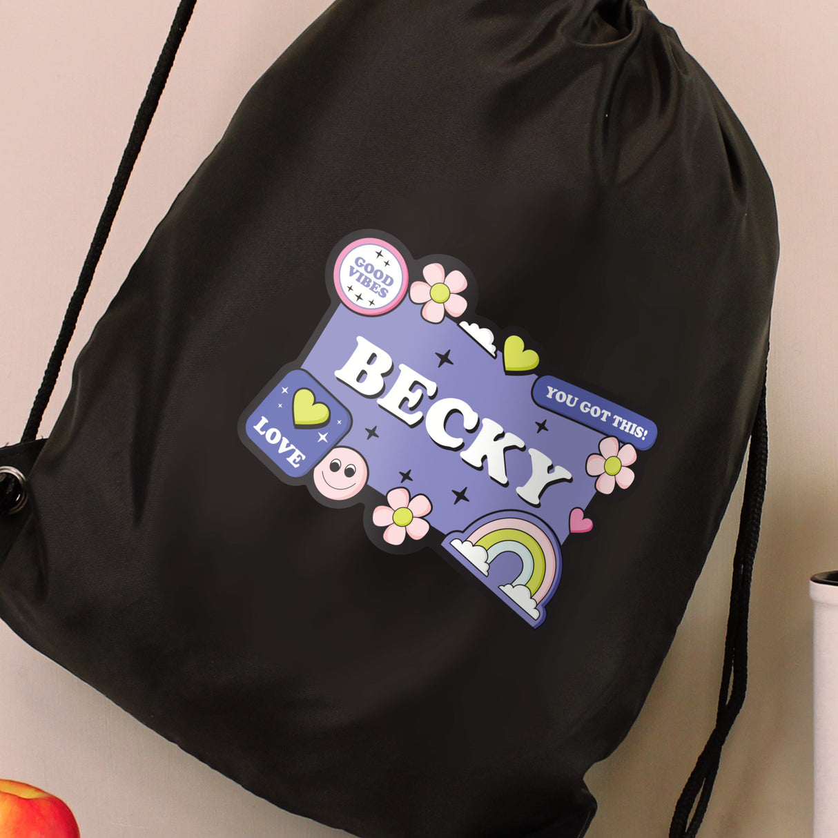 Personalised Good Vibes Black Kit Bag - Shop Kids Bags At Gift Moments - 3