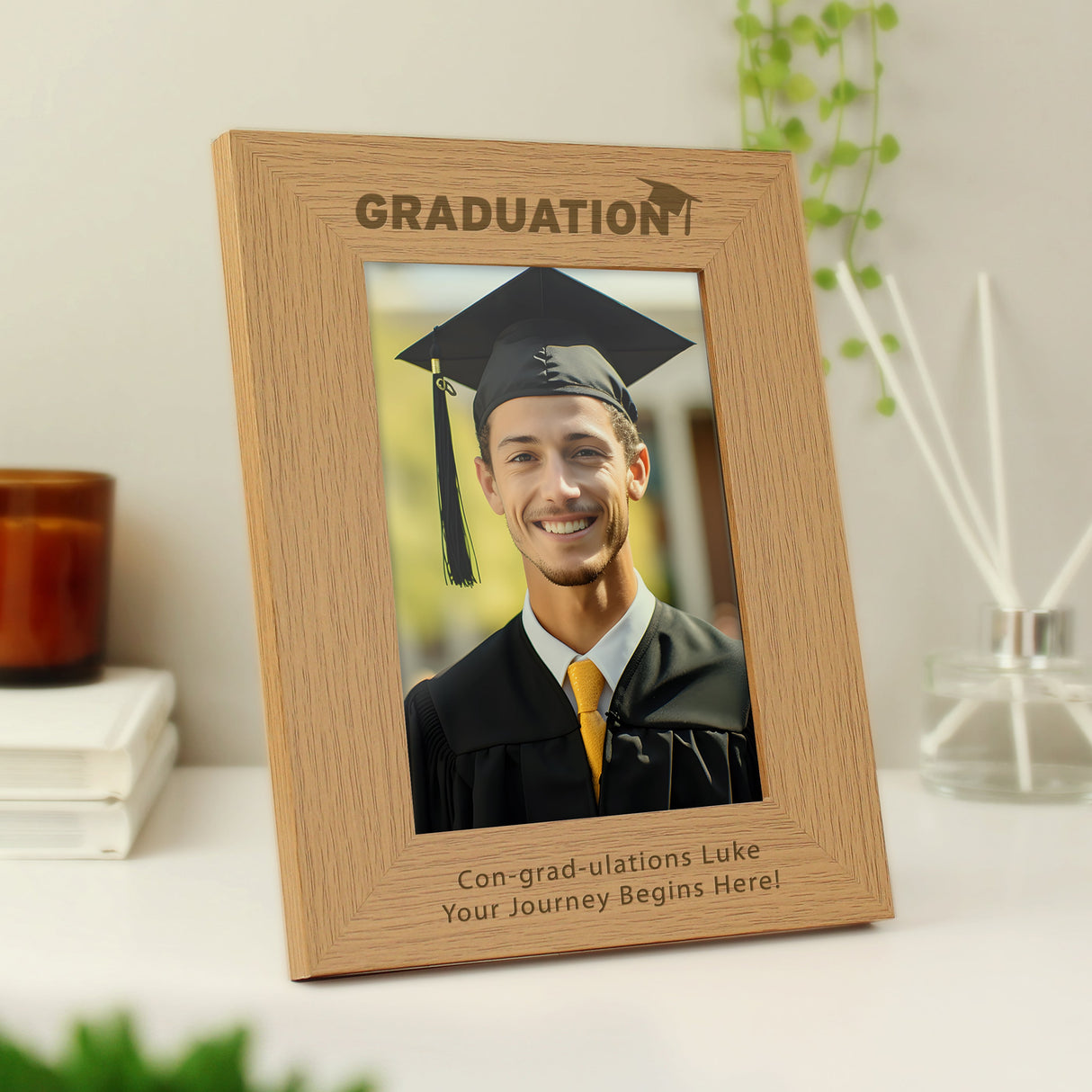 Personalised Graduation 5x7 Oak Finish Photo Frame: 1 - Photo Frames By Gift Moments