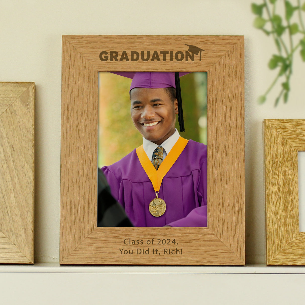 Personalised Graduation 5x7 Oak Finish Photo Frame: 3 - Photo Frames By Gift Moments