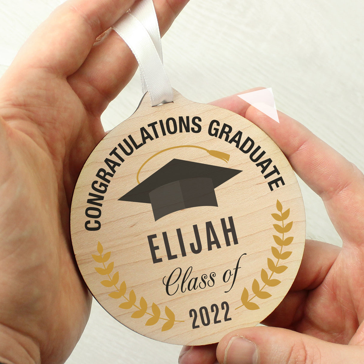 Personalised Graduation Round Wooden Decoration: 4 - Keepsakes By Gift Moments