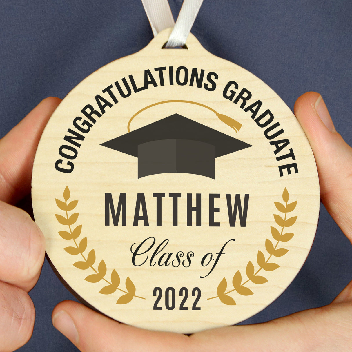 Personalised Graduation Round Wooden Decoration: 3 - Keepsakes By Gift Moments