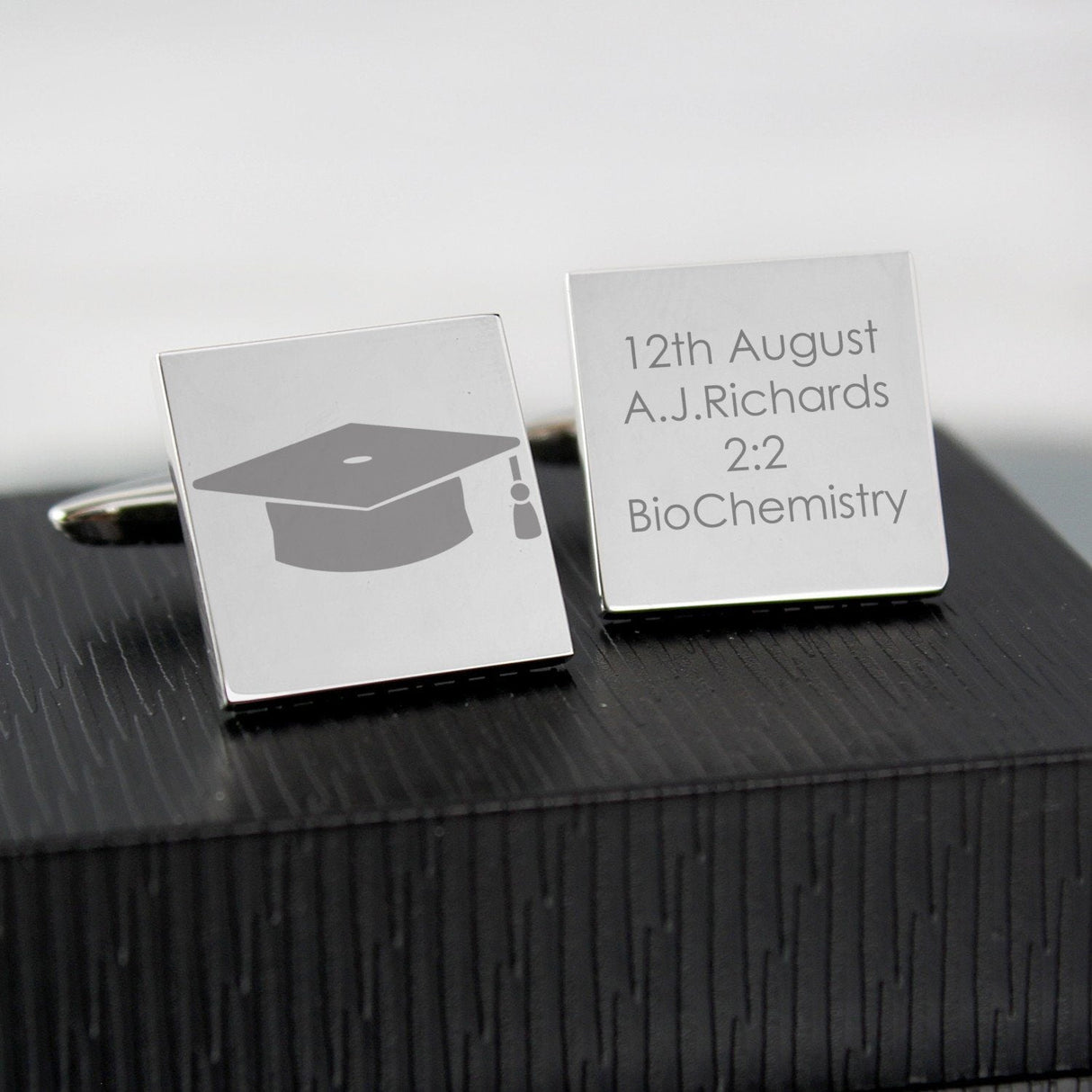 Personalised Graduation Square Cufflinks: 1 - Cufflinks & Tie Slides By Gift Moments