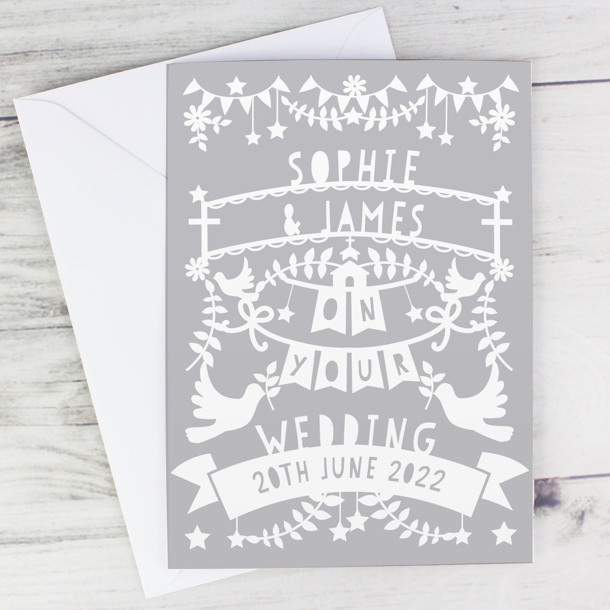 Personalised Grey Papercut Style Card: 1 - Greeting Cards By Gift Moments