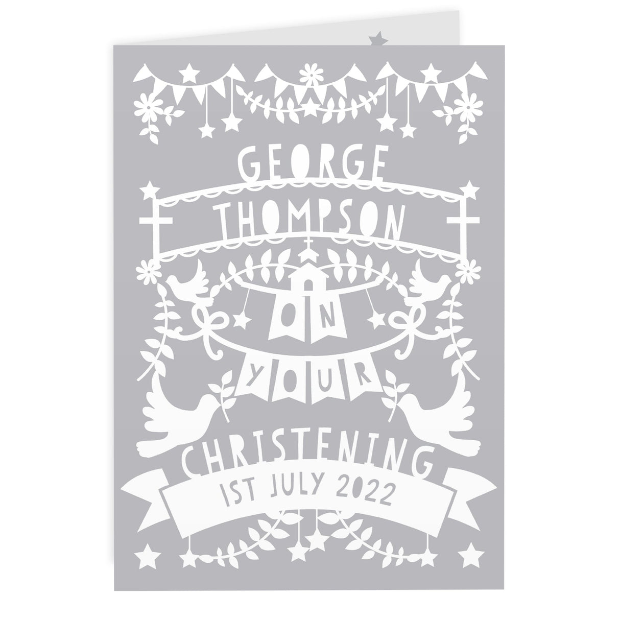 Personalised Grey Papercut Style Card: 3 - Greeting Cards By Gift Moments
