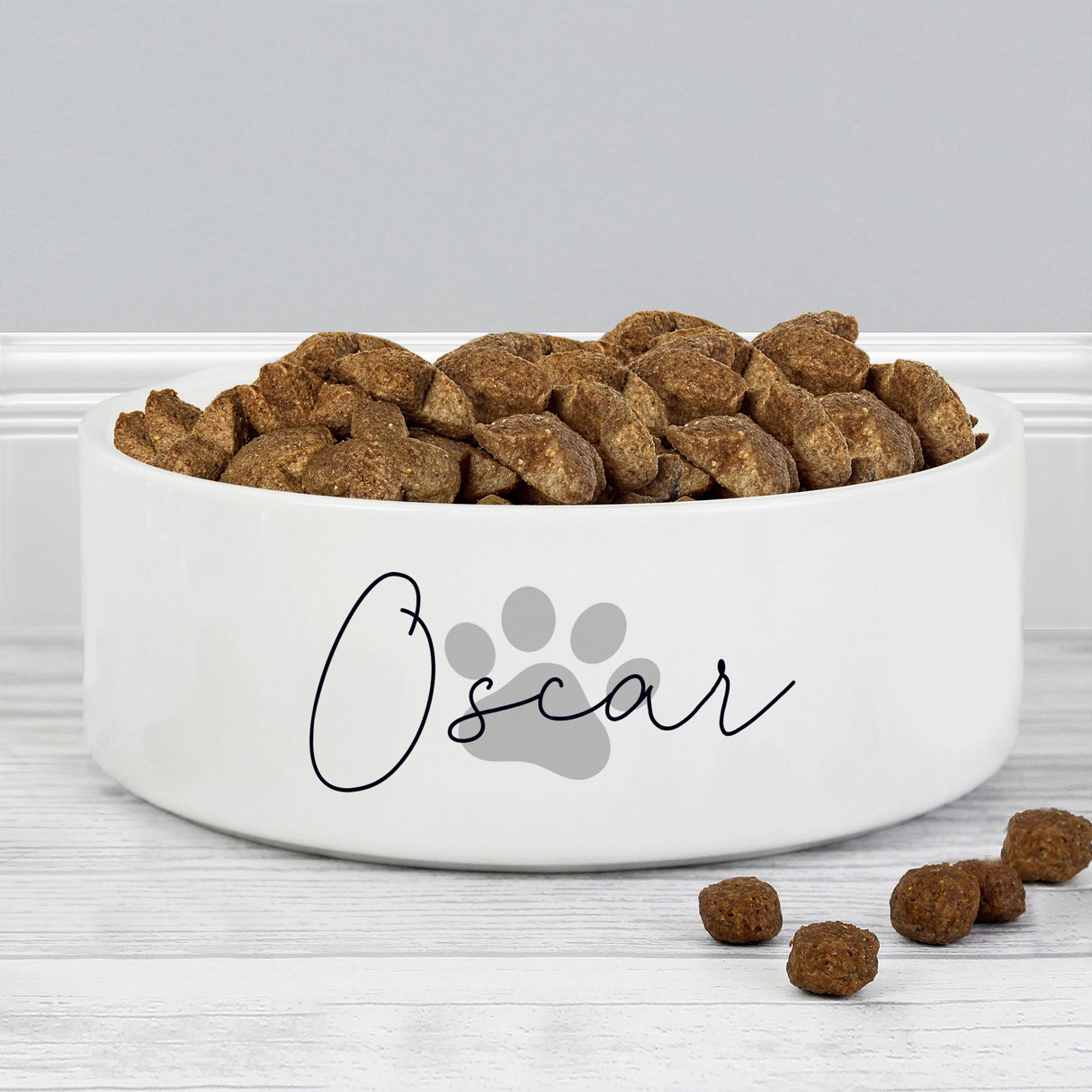 Personalised Grey Paw Print Name 14cm Medium Pet Bowl - Shop Pet Products At Gift Moments - 1