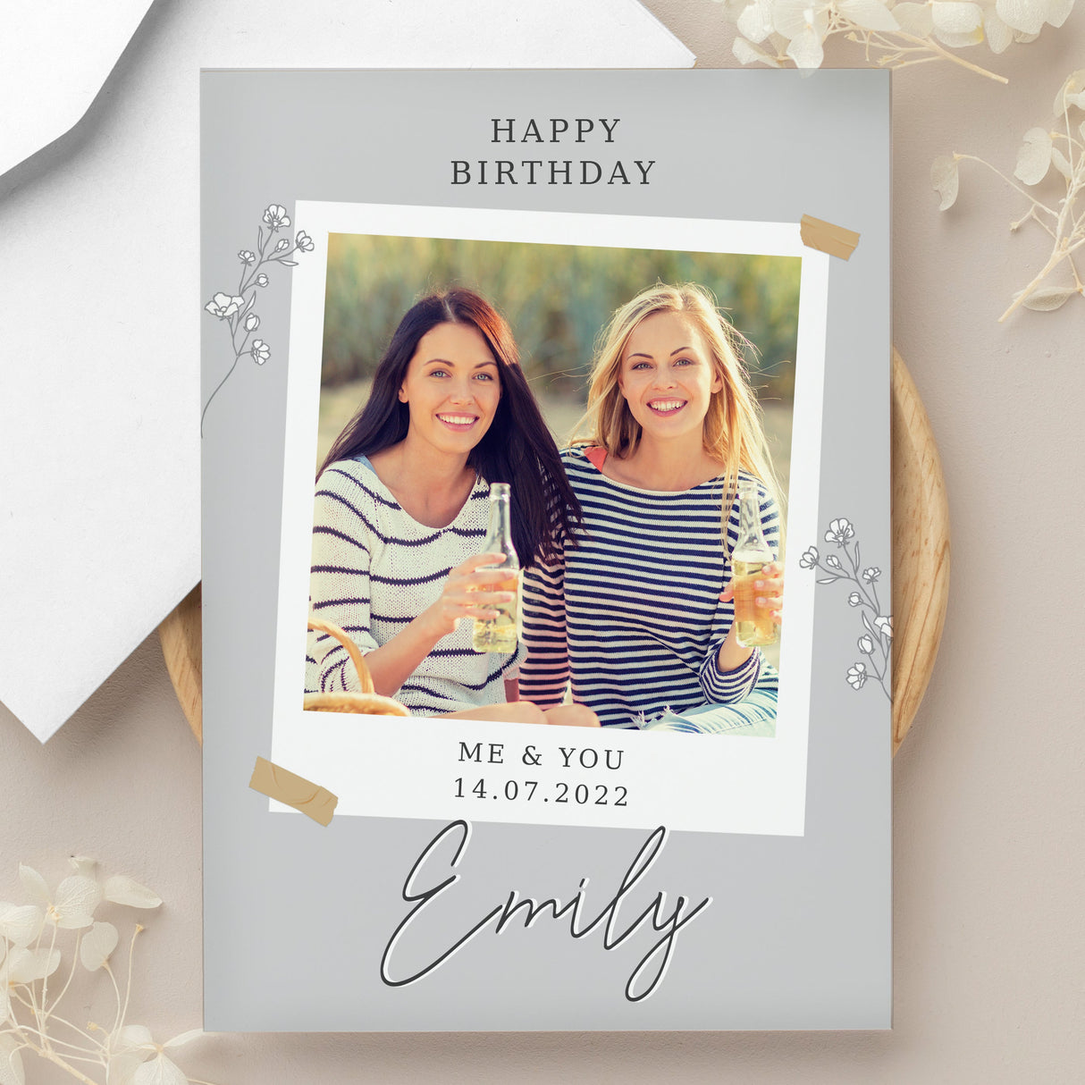Personalised Grey Snapshot Photo Upload Greeting Card: 3 - Greeting Cards By Gift Moments
