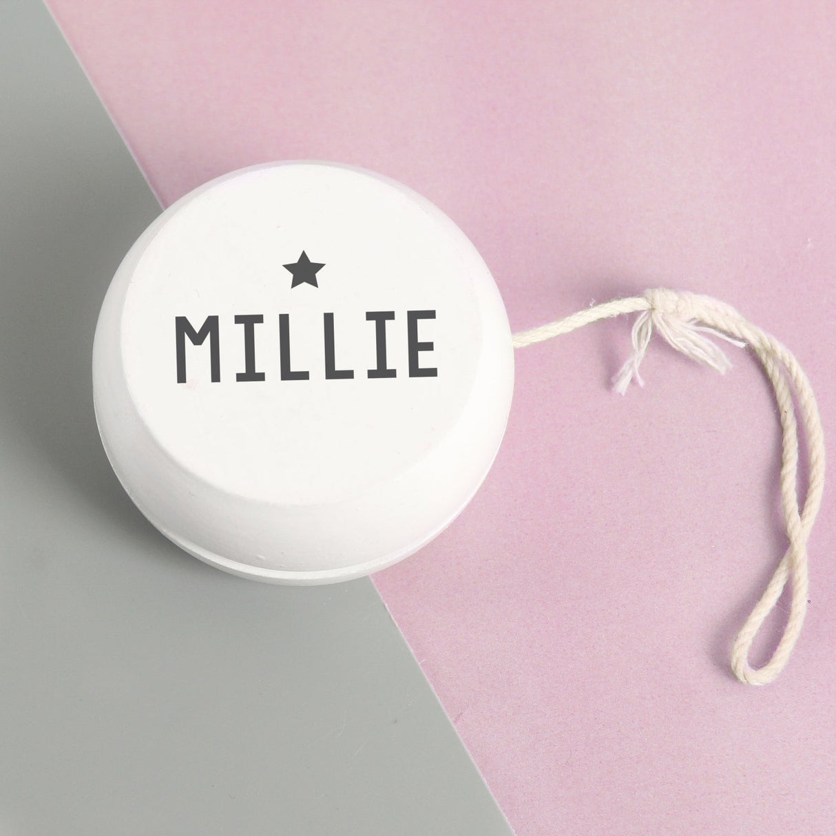 Personalised Grey Star White Wooden Yoyo: 2 - Toys By Gift Moments