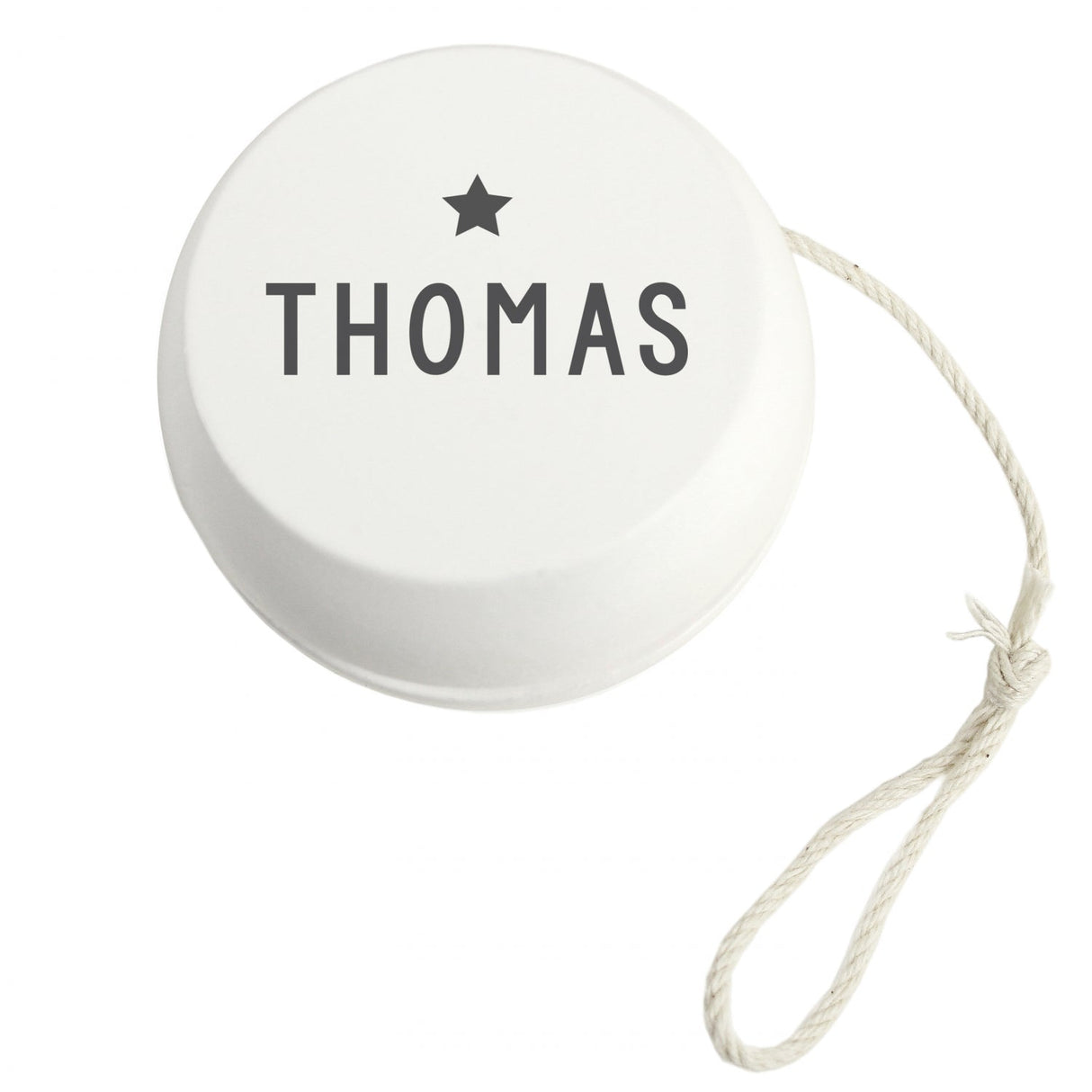 Personalised Grey Star White Wooden Yoyo: 3 - Toys By Gift Moments