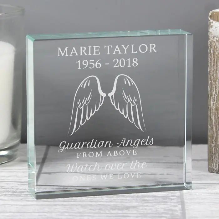 Personalised Guardian Angel Wings Crystal Token: 1 - Crystal Tokens By Gift Moments