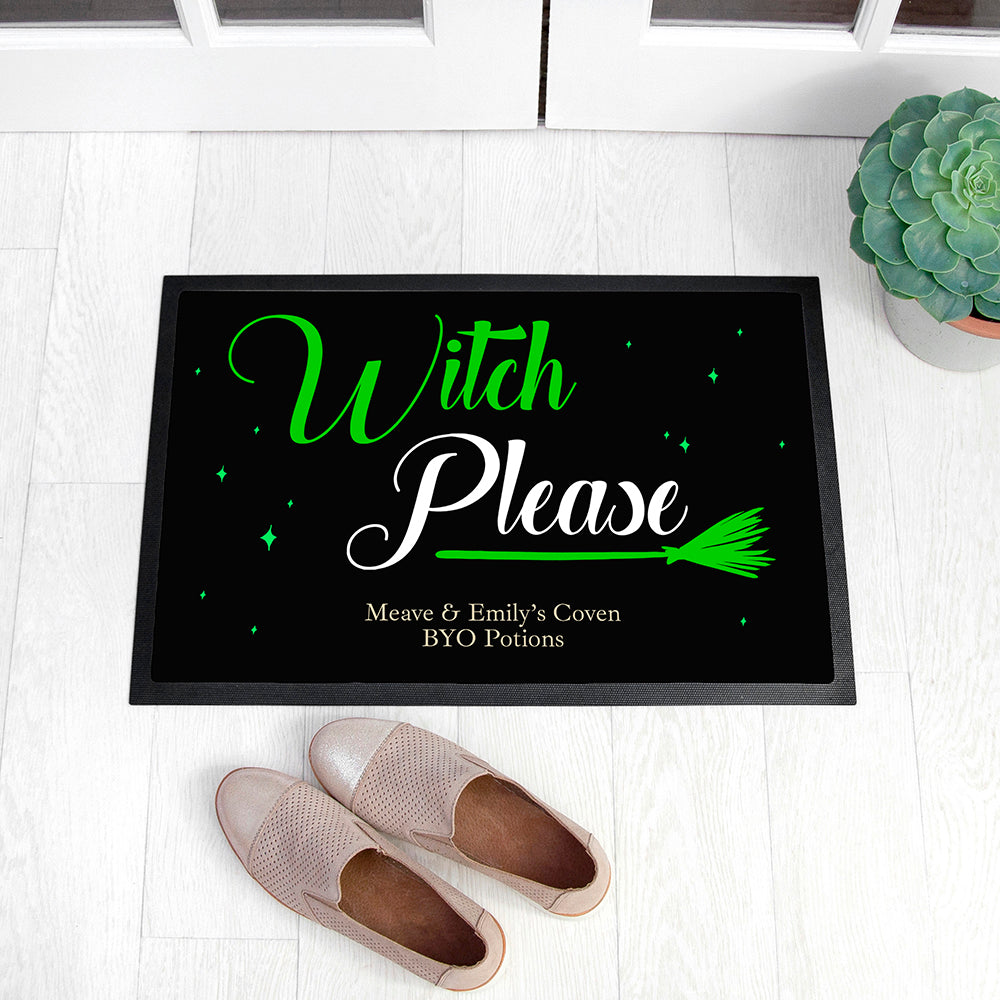 Personalised Halloween Witches Broom Doormat: 1 - Doormats By Gift Moments