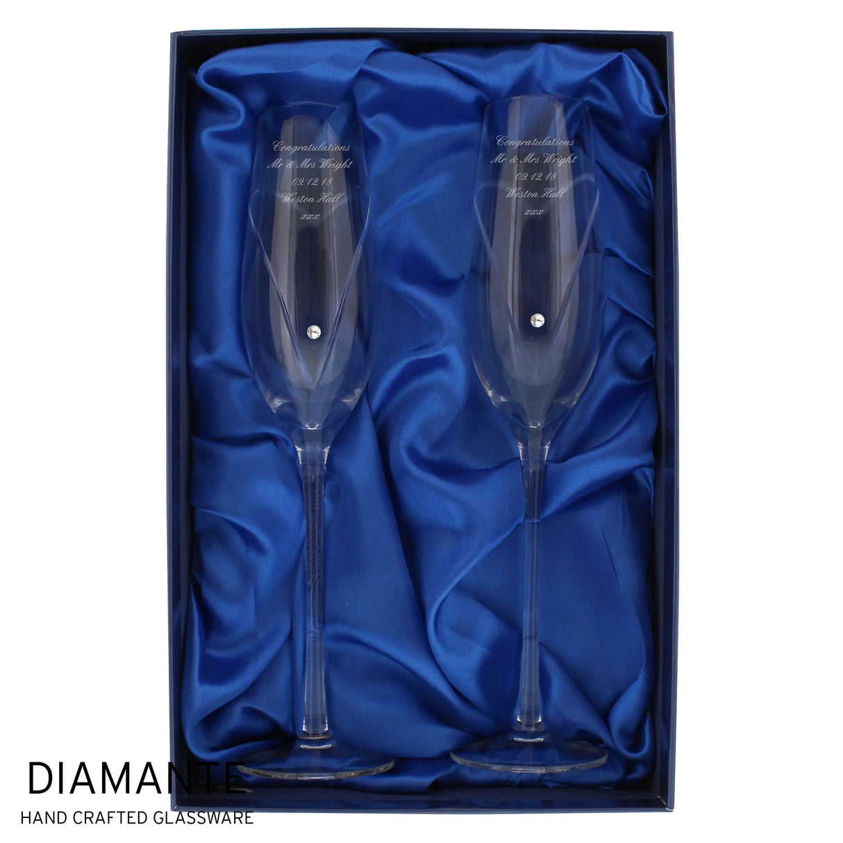 Personalised Hand Cut Heart Pair of Flutes with Gift Box: 8 - Champagne Flutes By Gift Moments
