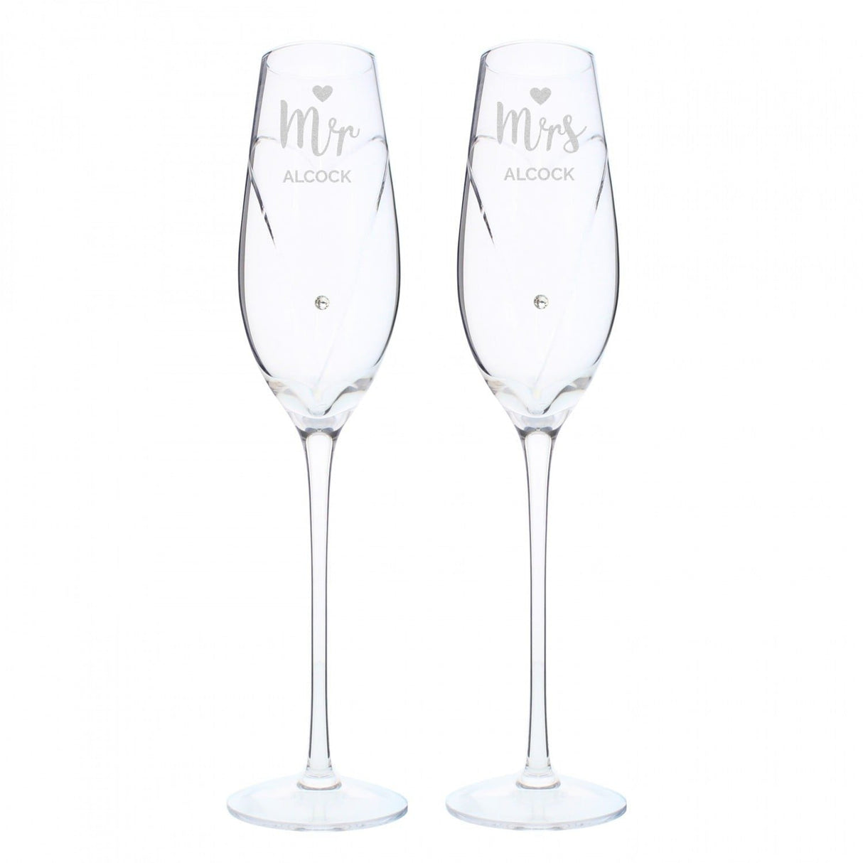 Personalised Hand Cut Mr & Mrs Pair of Flutes in Gift Box: 5 - Champagne Flutes By Gift Moments