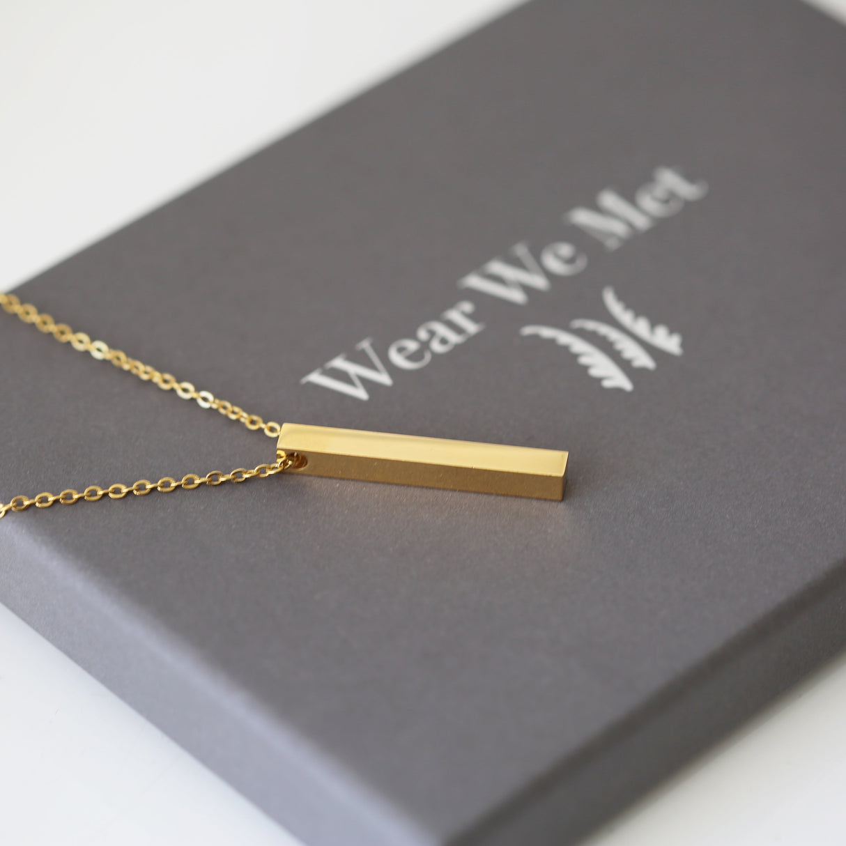 Personalised Handwriting Bar Necklace: 4 - Gold - Necklaces By Gift Moments