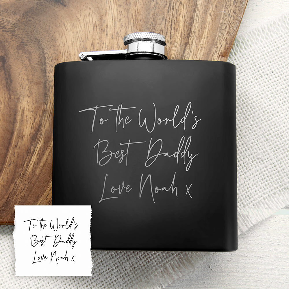 Personalised Handwriting Black Hip Flask: 3 - Hip Flasks By Gift Moments