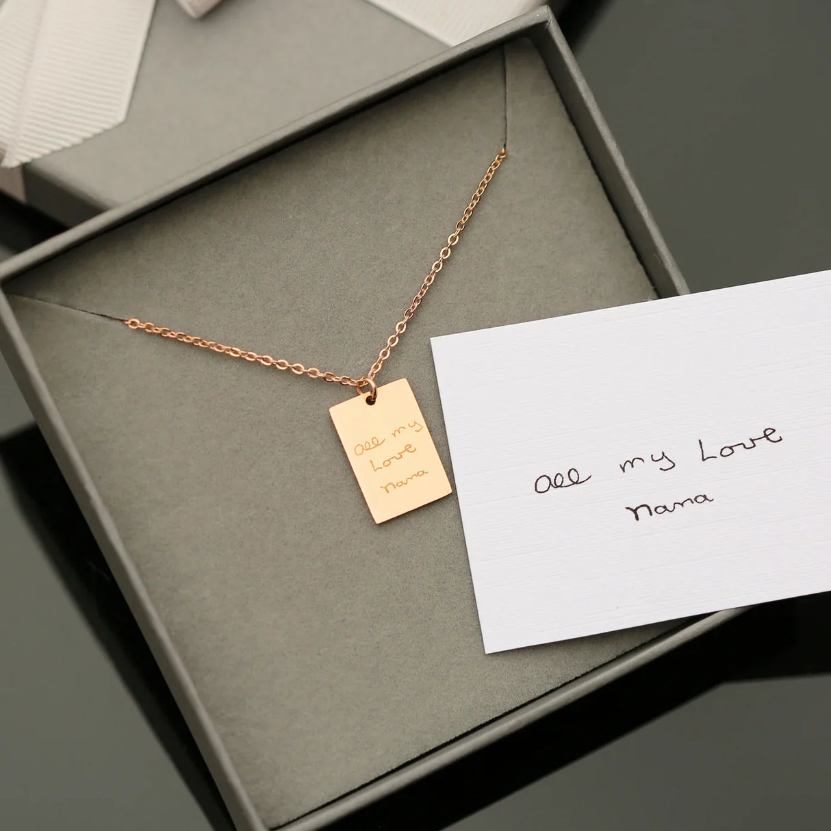 Personalised Handwriting Dazzle Necklaces: 10 - Rose Gold - Necklaces By Gift Moments
