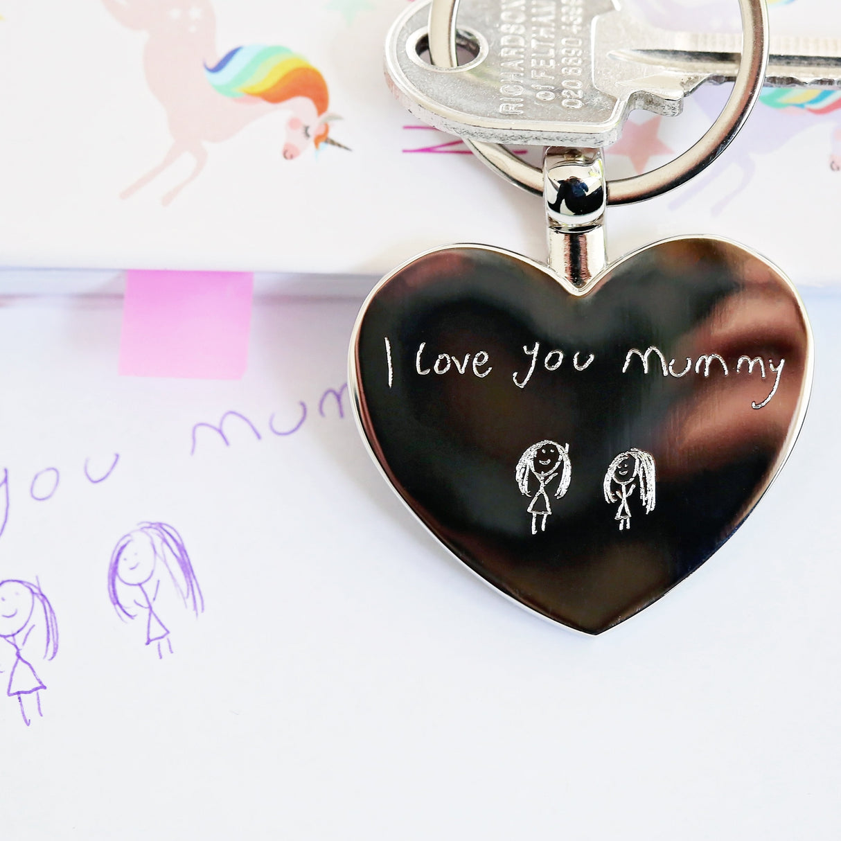 Personalised Handwriting Heart Keyrings: 4 - Keyrings By Gift Moments