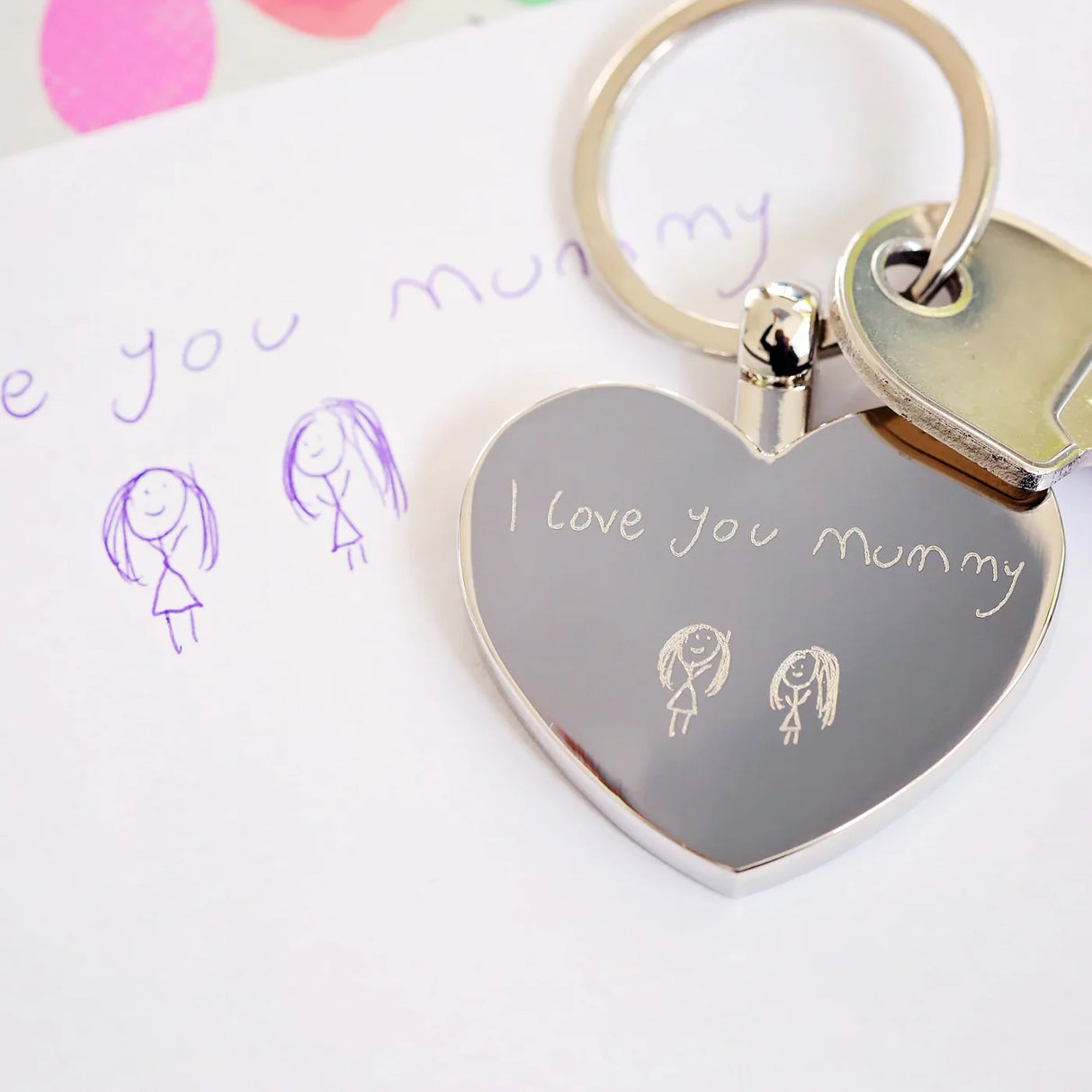 Personalised Handwriting Heart Keyrings: 6 - Silver - Keyrings By Gift Moments