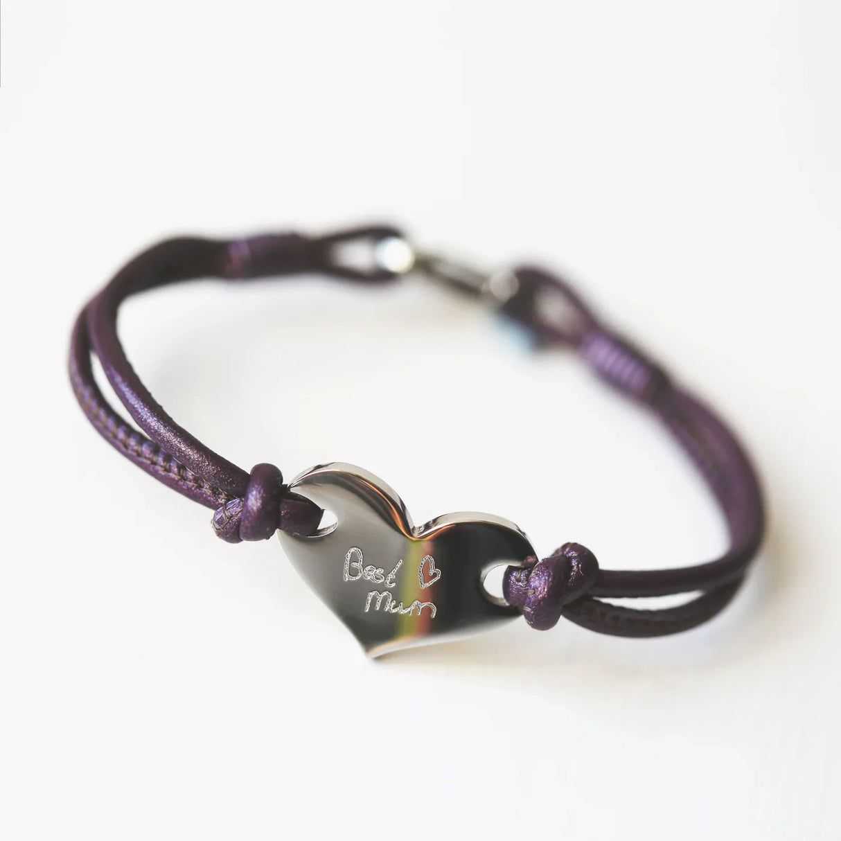 Personalised Handwriting Ladies Heart Bracelet Berry - Shop Bracelets At Gift Moments - 3
