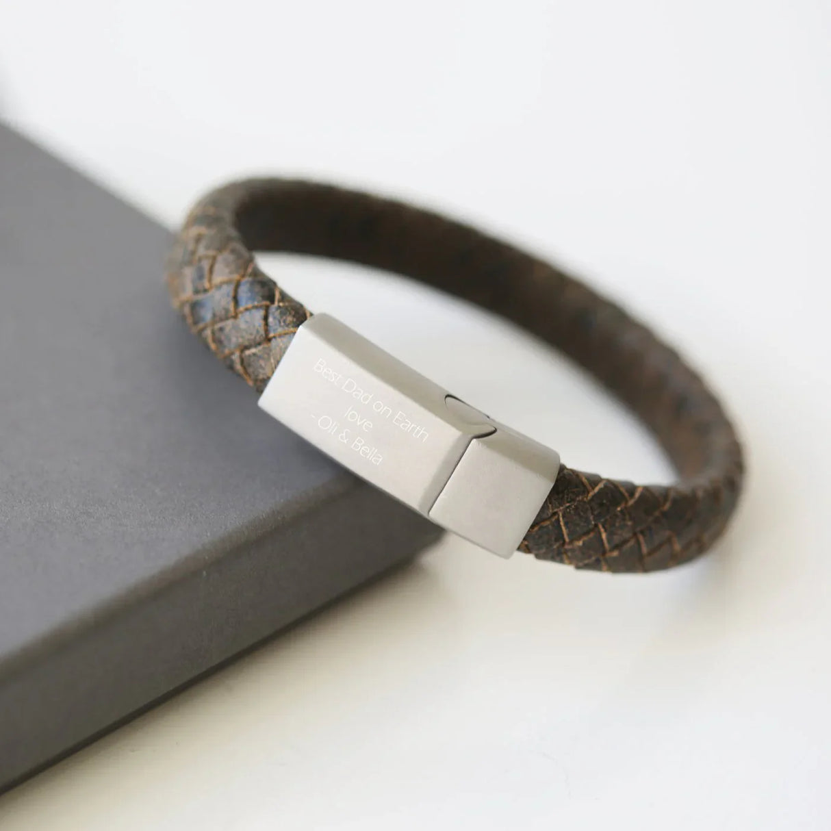 Personalised Handwriting Men’s Bracelet Rustic - Large 22cm - Shop Bracelets At Gift Moments - 2