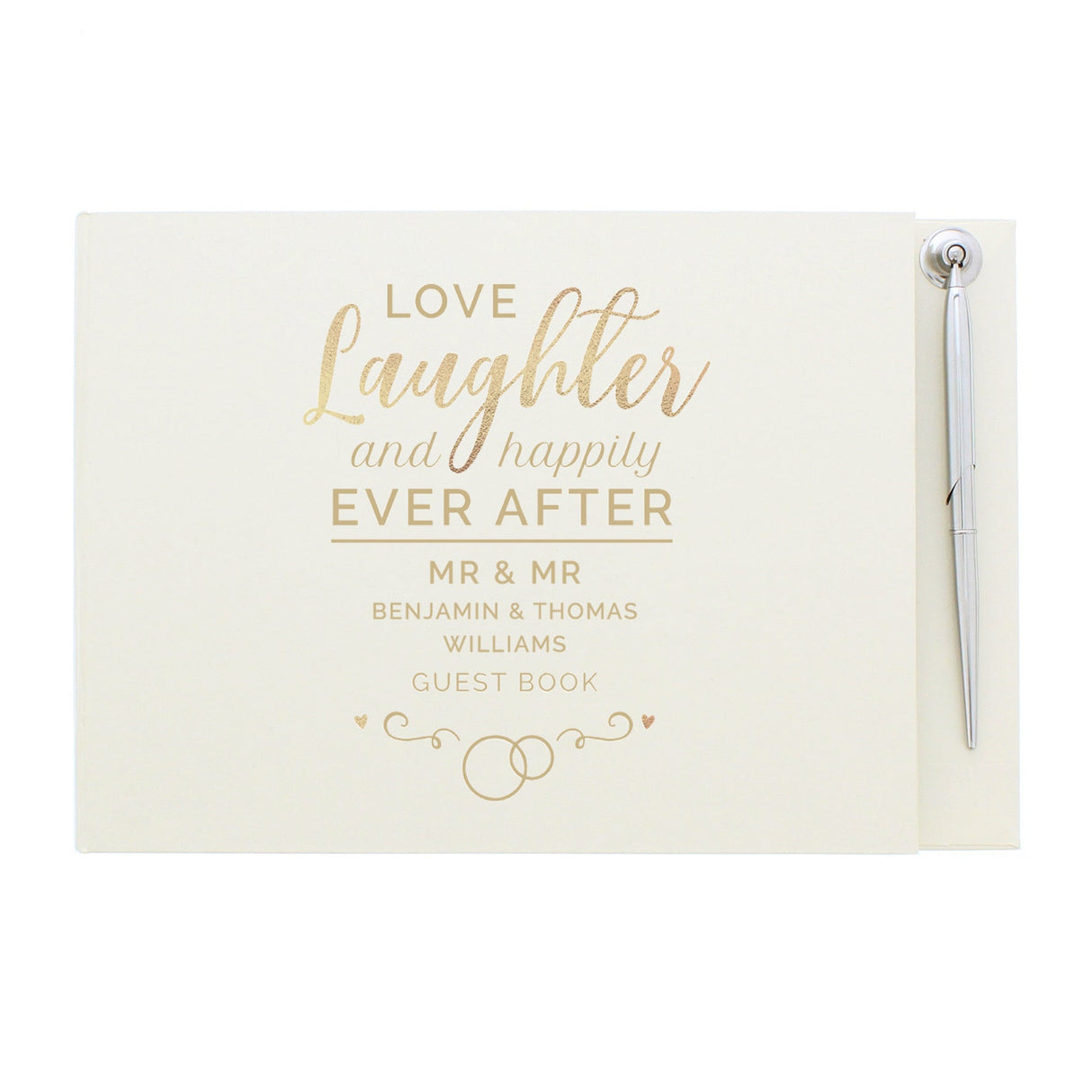 Personalised Happily Ever After Wedding Hardback Guest Book & Pen: 3 - Guest Books By Gift Moments