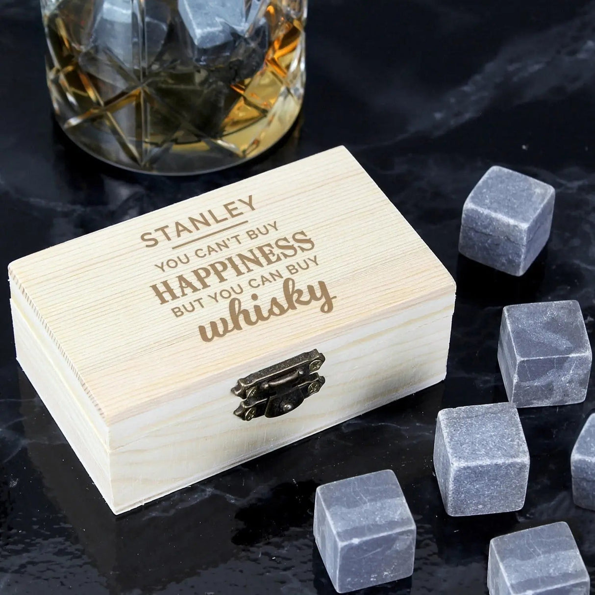 Personalised Happiness Whisky Stones: 1 - Barware By Gift Moments