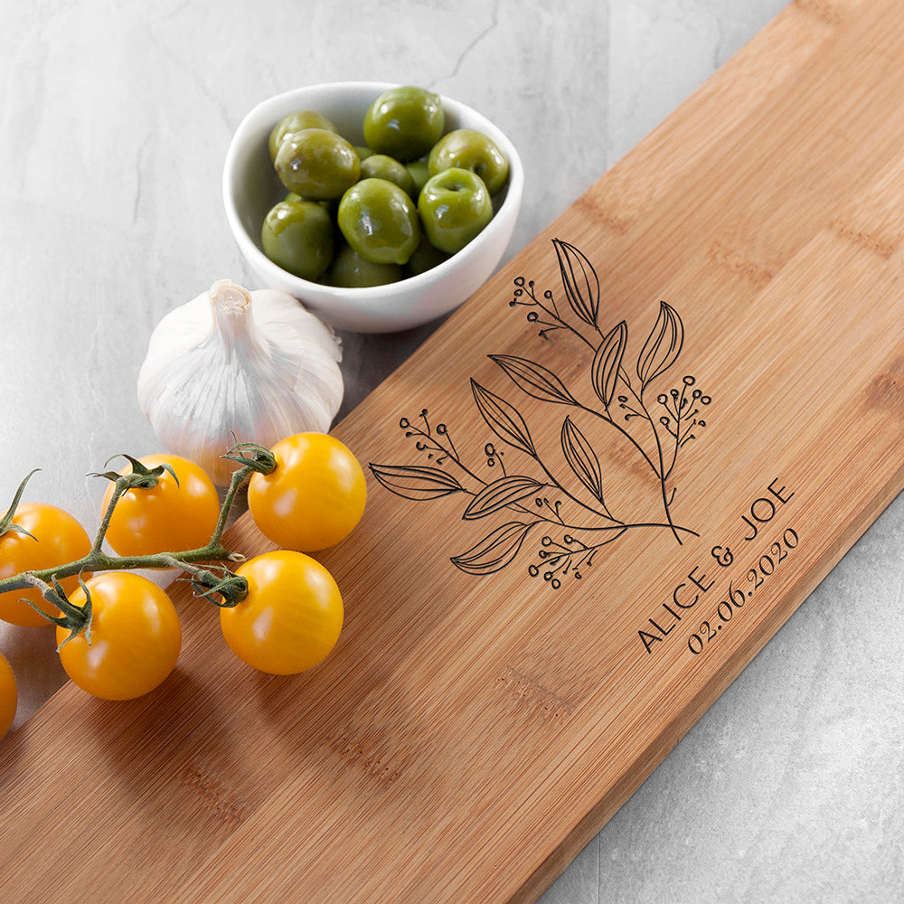 Personalised Happy Couple Bamboo Serving Board: 2 - Chopping Boards By Gift Moments