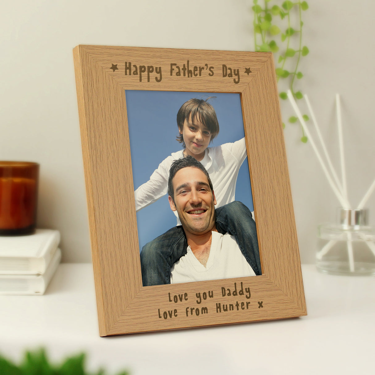 Personalised Happy Father’s Day 5x7 Oak Finish Photo Frame: 3 - Photo Frames By Gift Moments