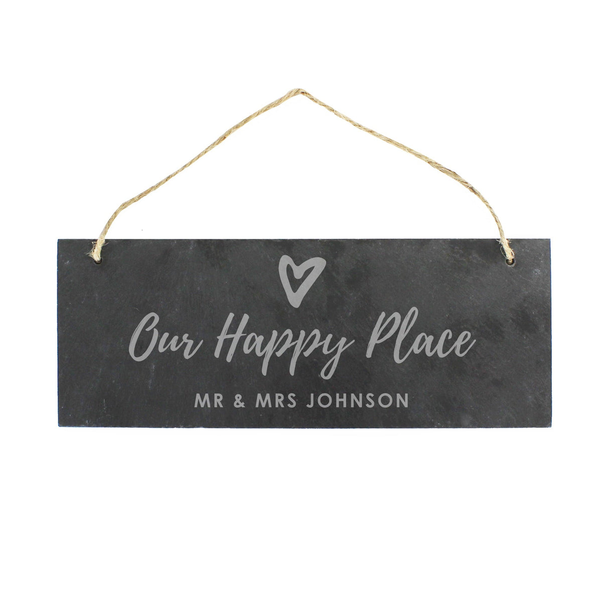 Personalised Our Happy Place Hanging Slate Plaque: 3 - Signs & Plaques By Gift Moments