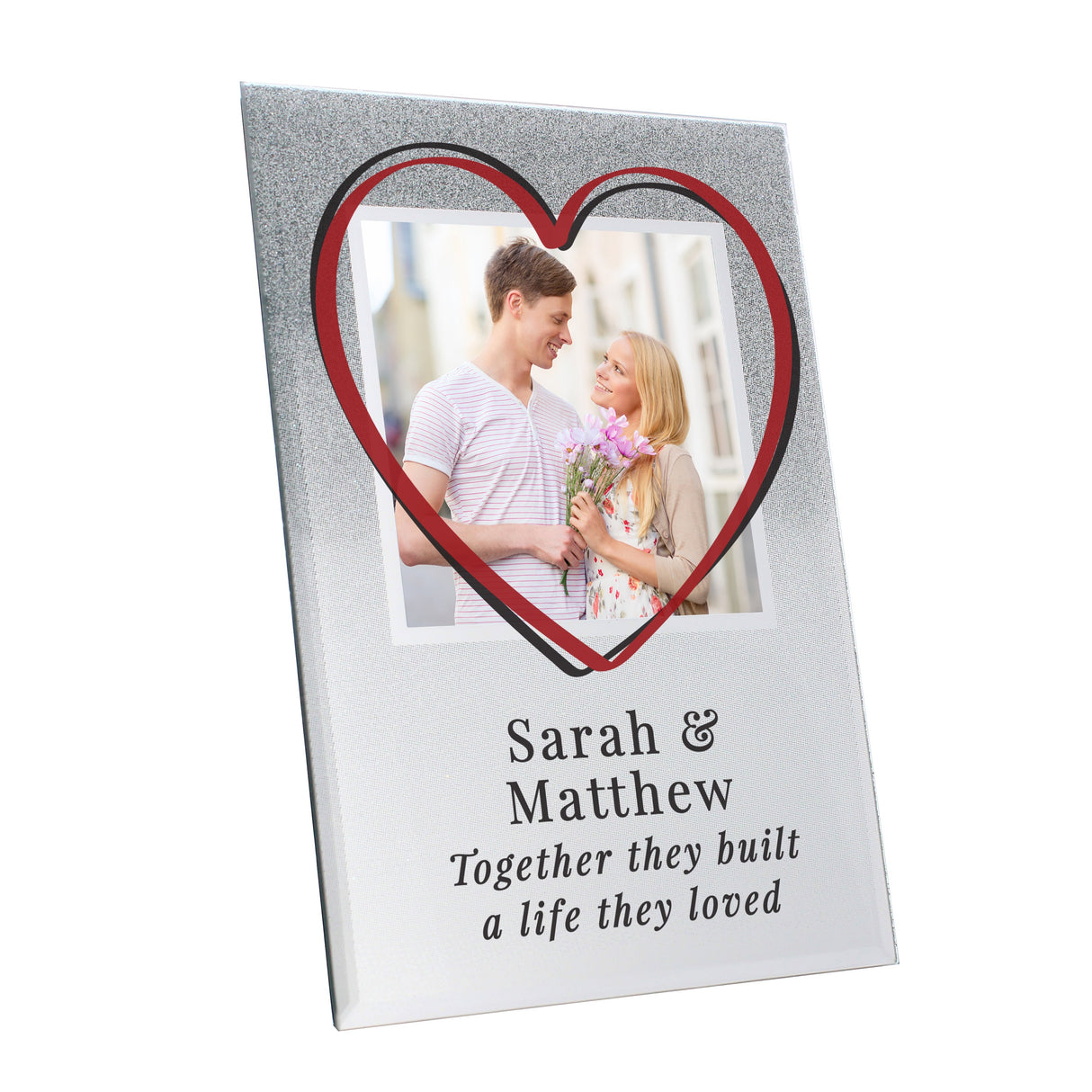 Personalised Heart 4x4 Glitter Glass Photo Frame: 5 - Photo Frames By Gift Moments