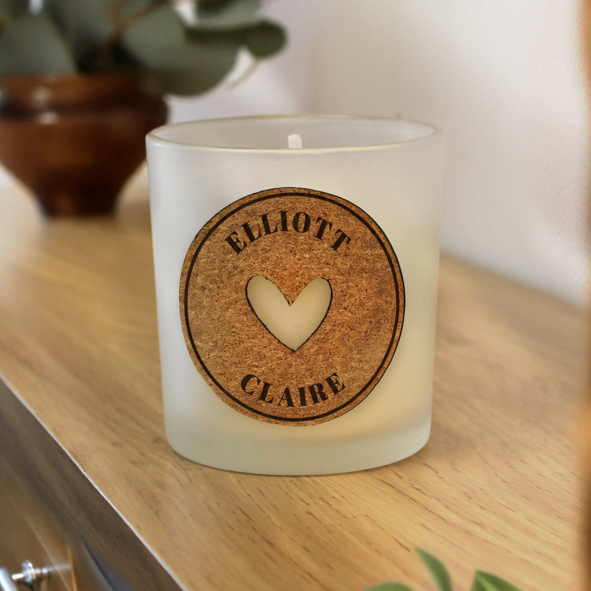 Personalised Heart Cork Label Candle Jar: 2 - Candles By Gift Moments