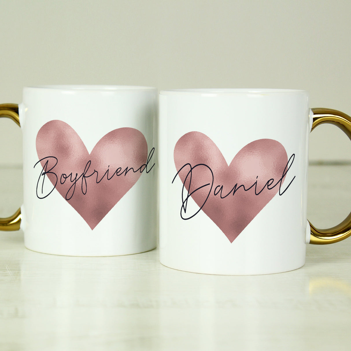 Personalised Heart Gold Handled Mug: 8 - Mugs By Gift Moments