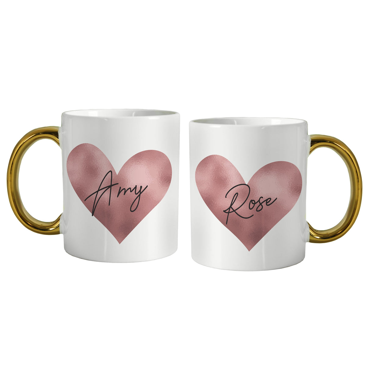 Personalised Heart Gold Handled Mug: 5 - Mugs By Gift Moments