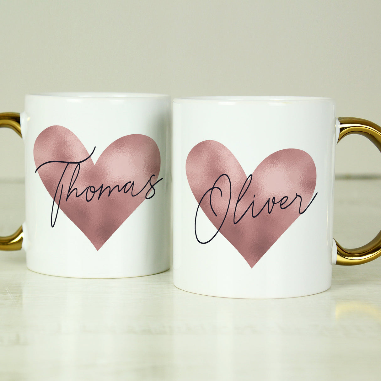 Personalised Heart Gold Handled Mug: 9 - Mugs By Gift Moments