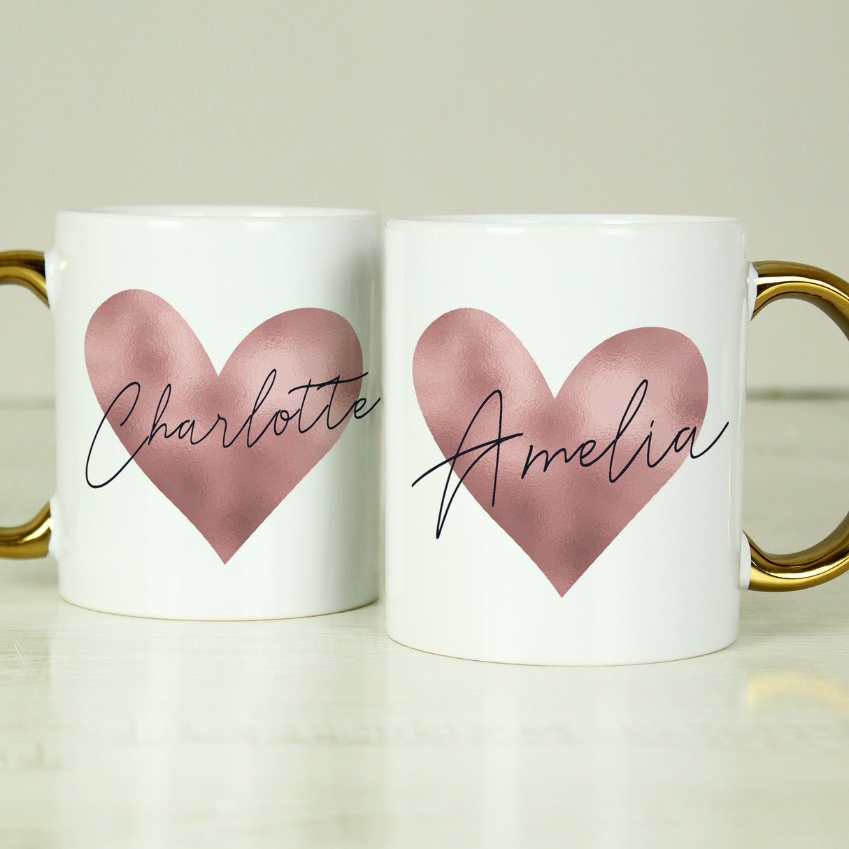 Personalised Heart Gold Handled Mug: 7 - Mugs By Gift Moments