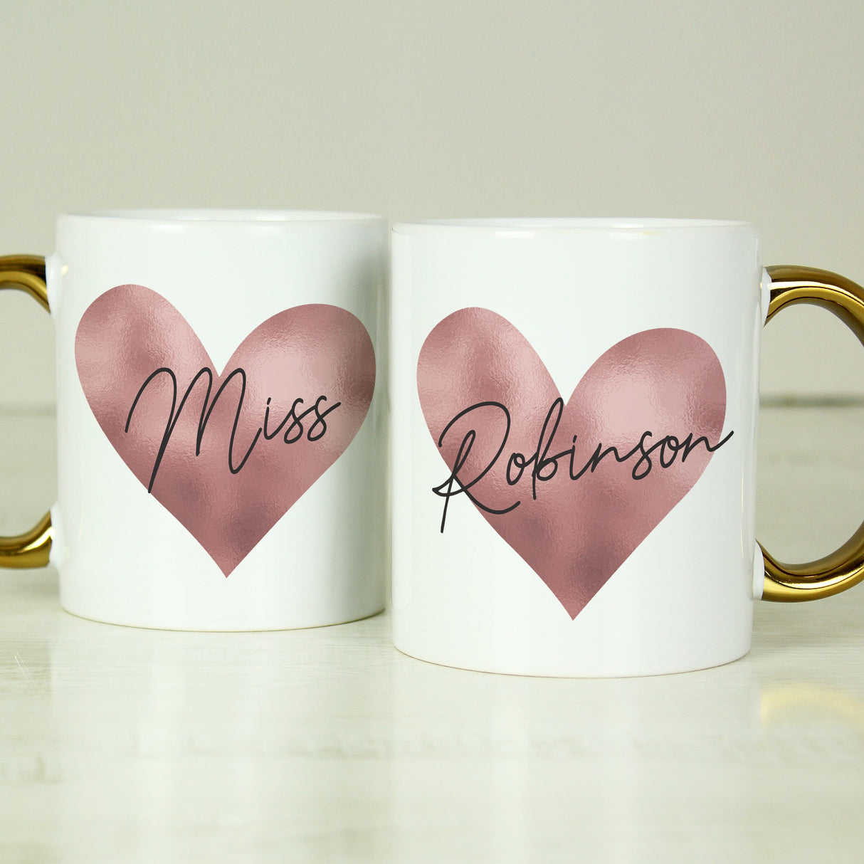 Personalised Heart Gold Handled Mug: 4 - Mugs By Gift Moments