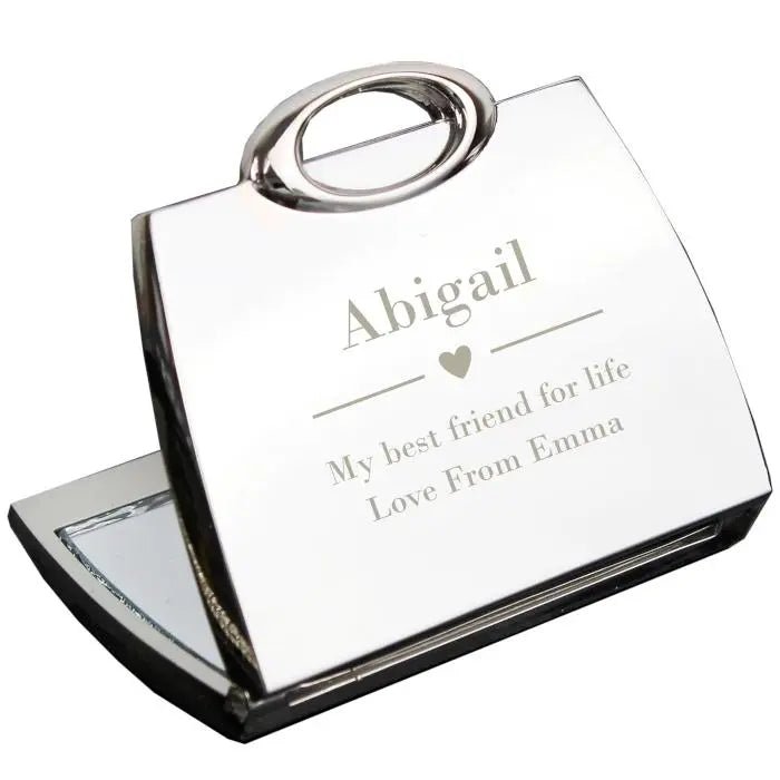 Personalised Heart Handbag Compact Mirror: 2 - Compact Mirrors By Gift Moments