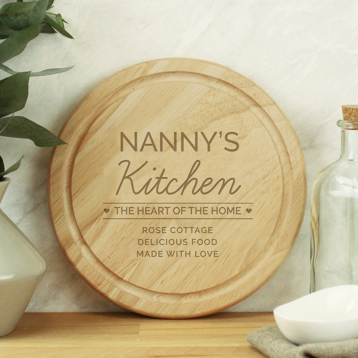 Personalised Heart of the Home Round Wooden Chopping Board: 6 - Chopping Boards By Gift Moments