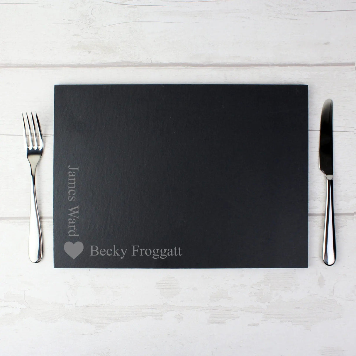 Personalised Heart Motif Slate Placemat: 2 - Placemats By Gift Moments