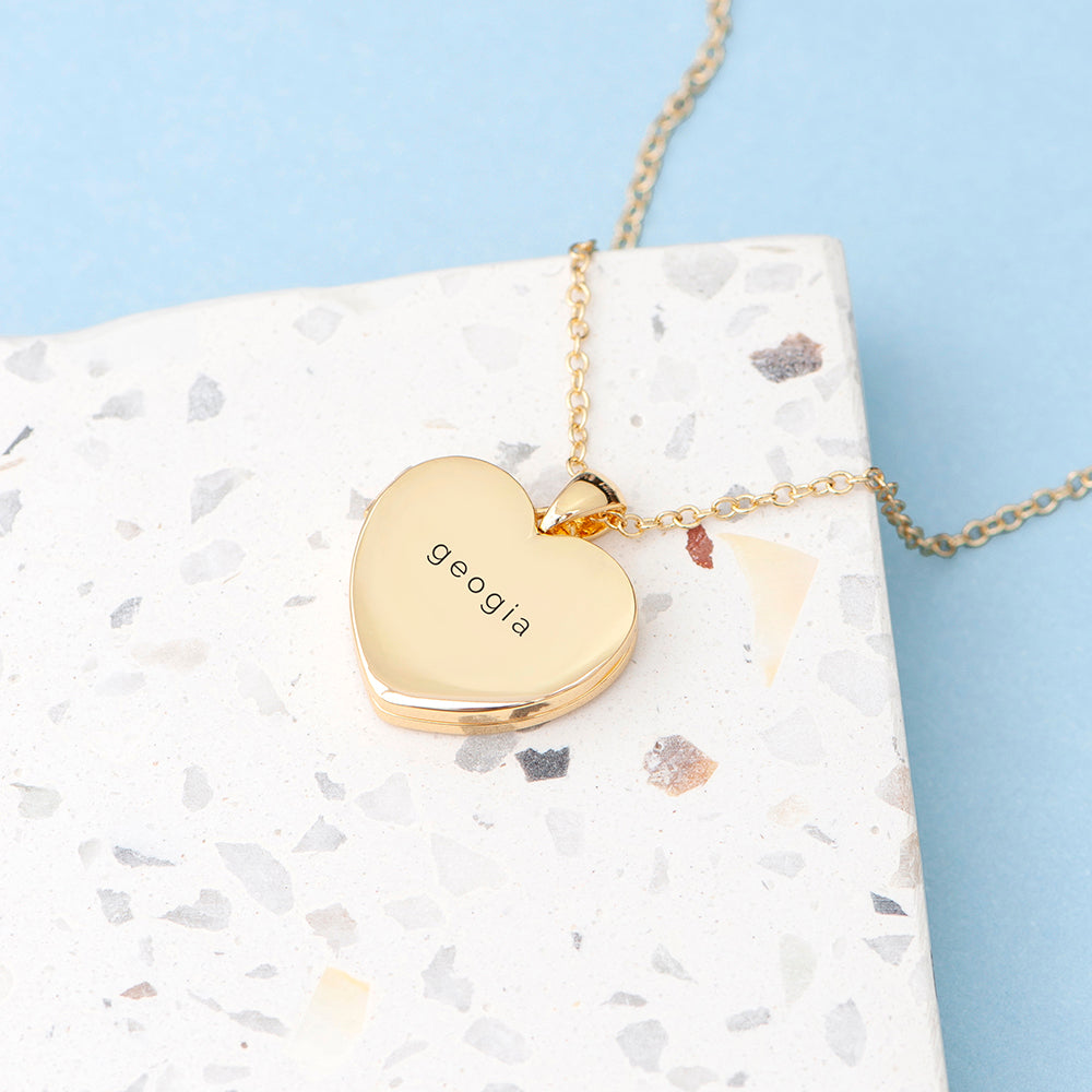 Personalised Heart Photo Locket Necklaces: 11 - Gold - Necklaces By Gift Moments
