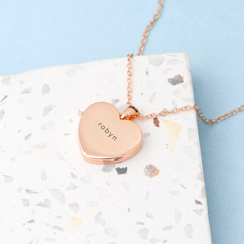 Personalised Heart Photo Locket Necklaces: 12 - Rose Gold - Necklaces By Gift Moments