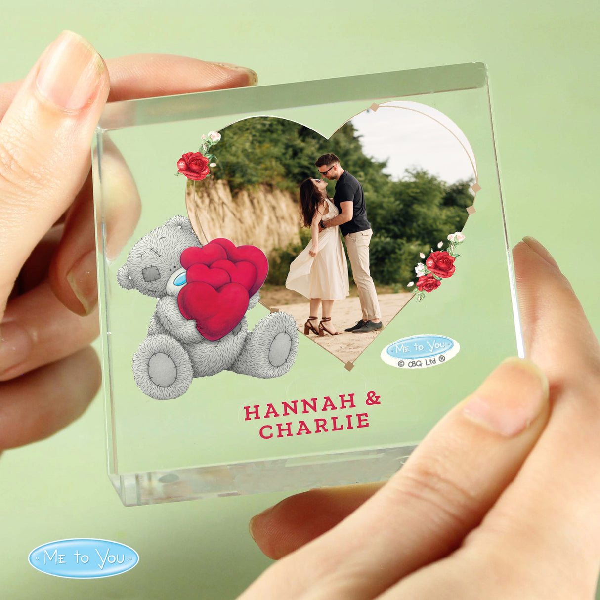 Personalised Me To You Heart Photo Upload Glass Token: 3 - Crystal Tokens