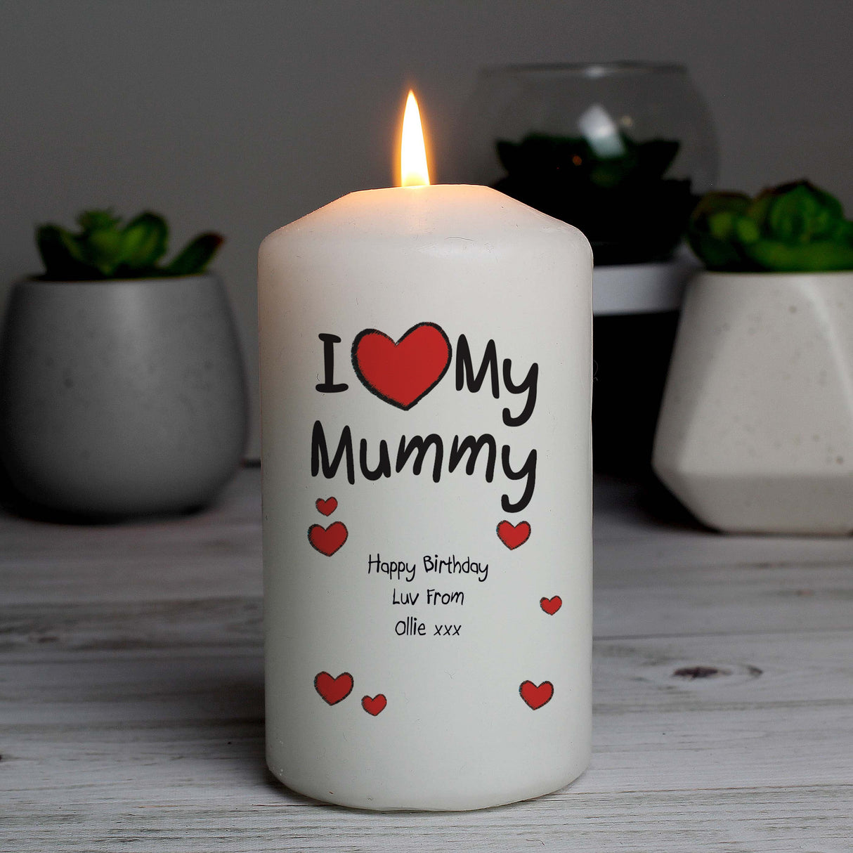 Personalised I Heart My Pillar Candle: 1 - Candles By Gift Moments