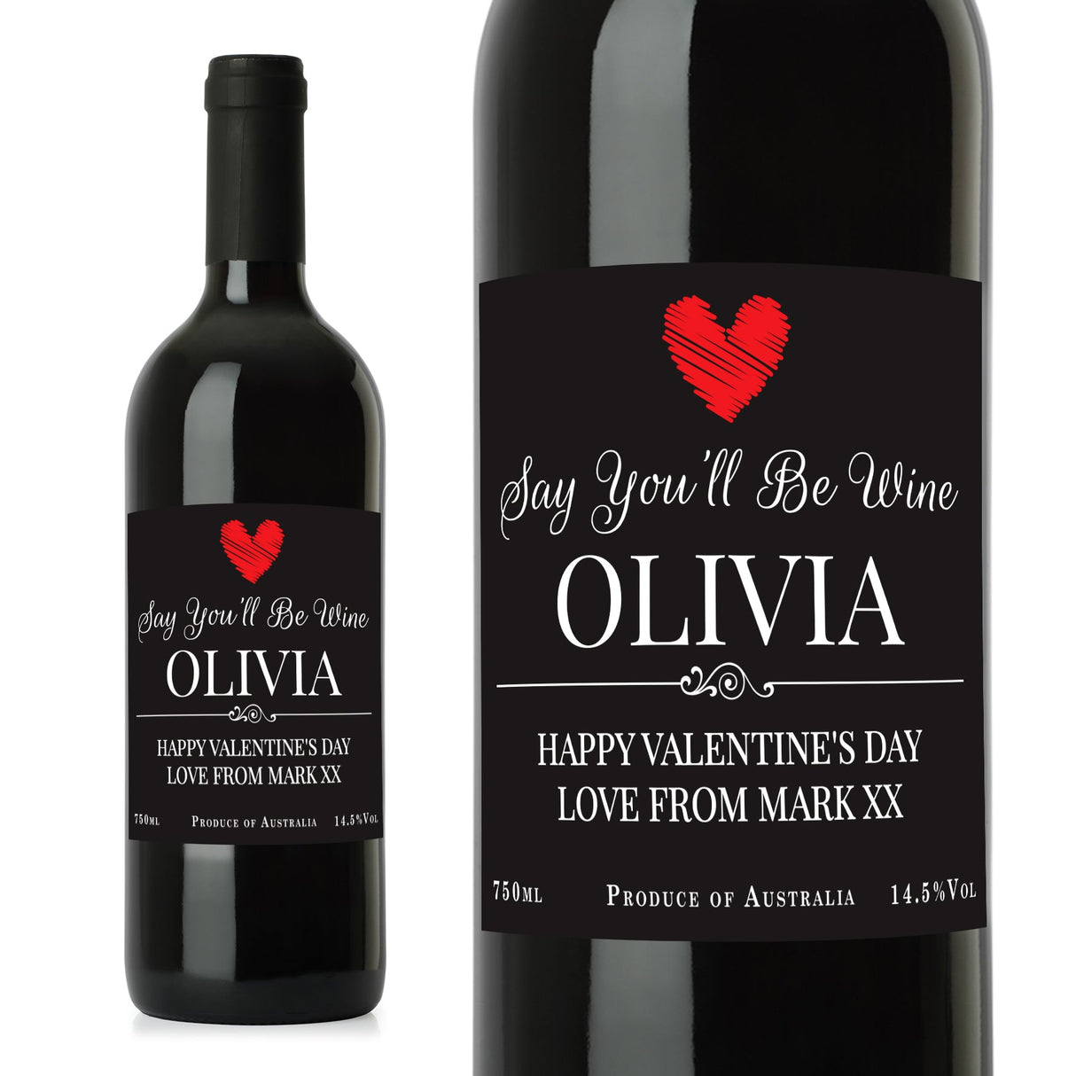 Personalised Heart Red Wine: 5 - Wine By Gift Moments