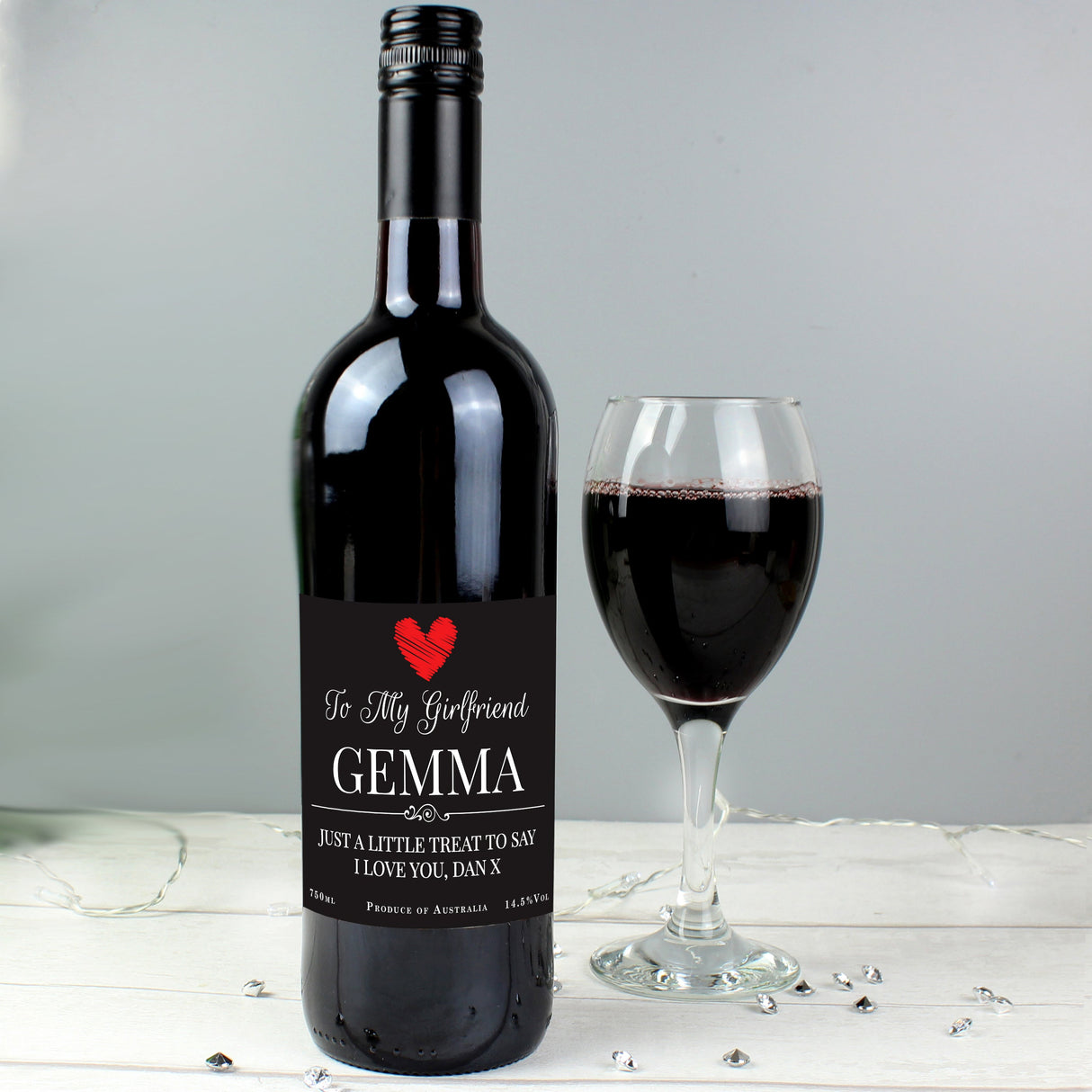 Personalised Heart Red Wine: 1 - Wine By Gift Moments