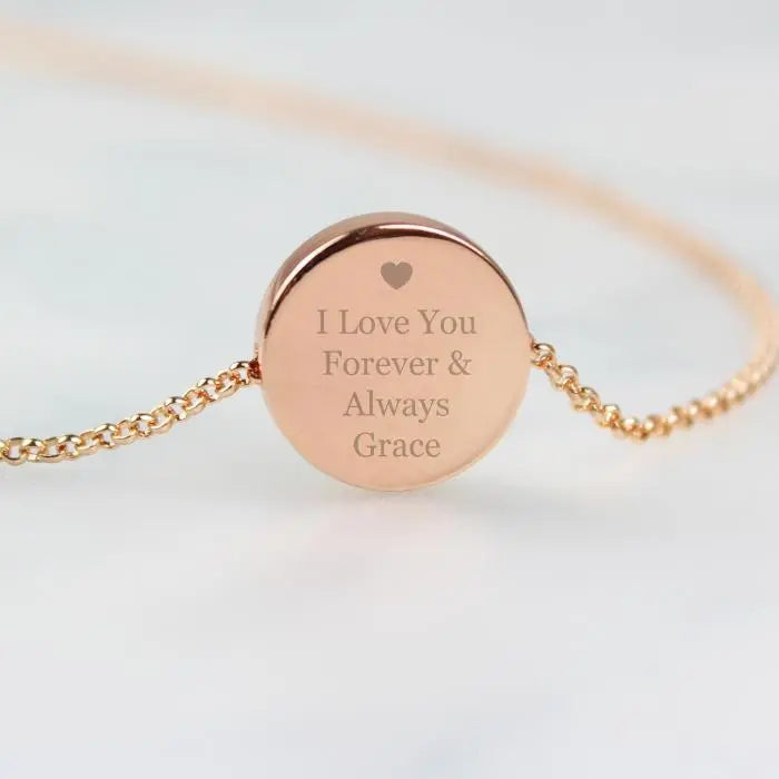 Personalised Heart Rose Gold Toned Disc Necklace: 1 - Necklaces By Gift Moments