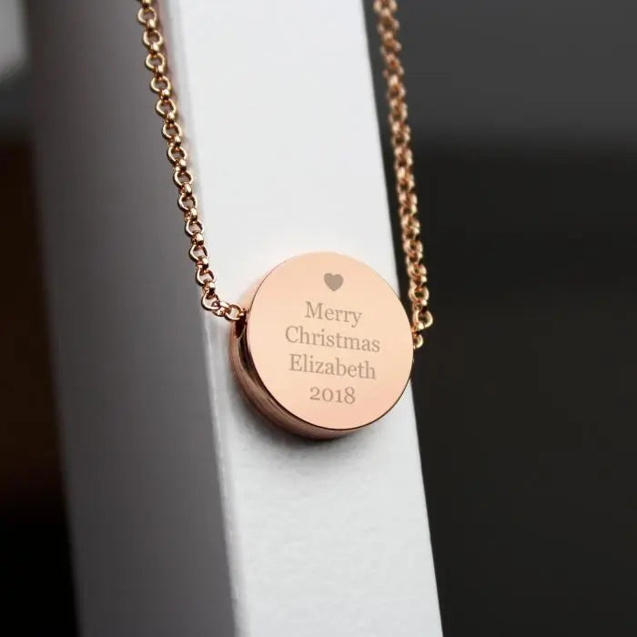 Personalised Heart Rose Gold Toned Disc Necklace: 2 - Necklaces By Gift Moments