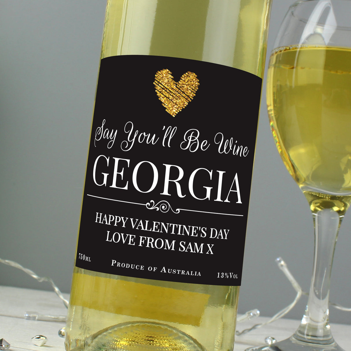 Personalised Heart White Wine: 2 - Wine By Gift Moments