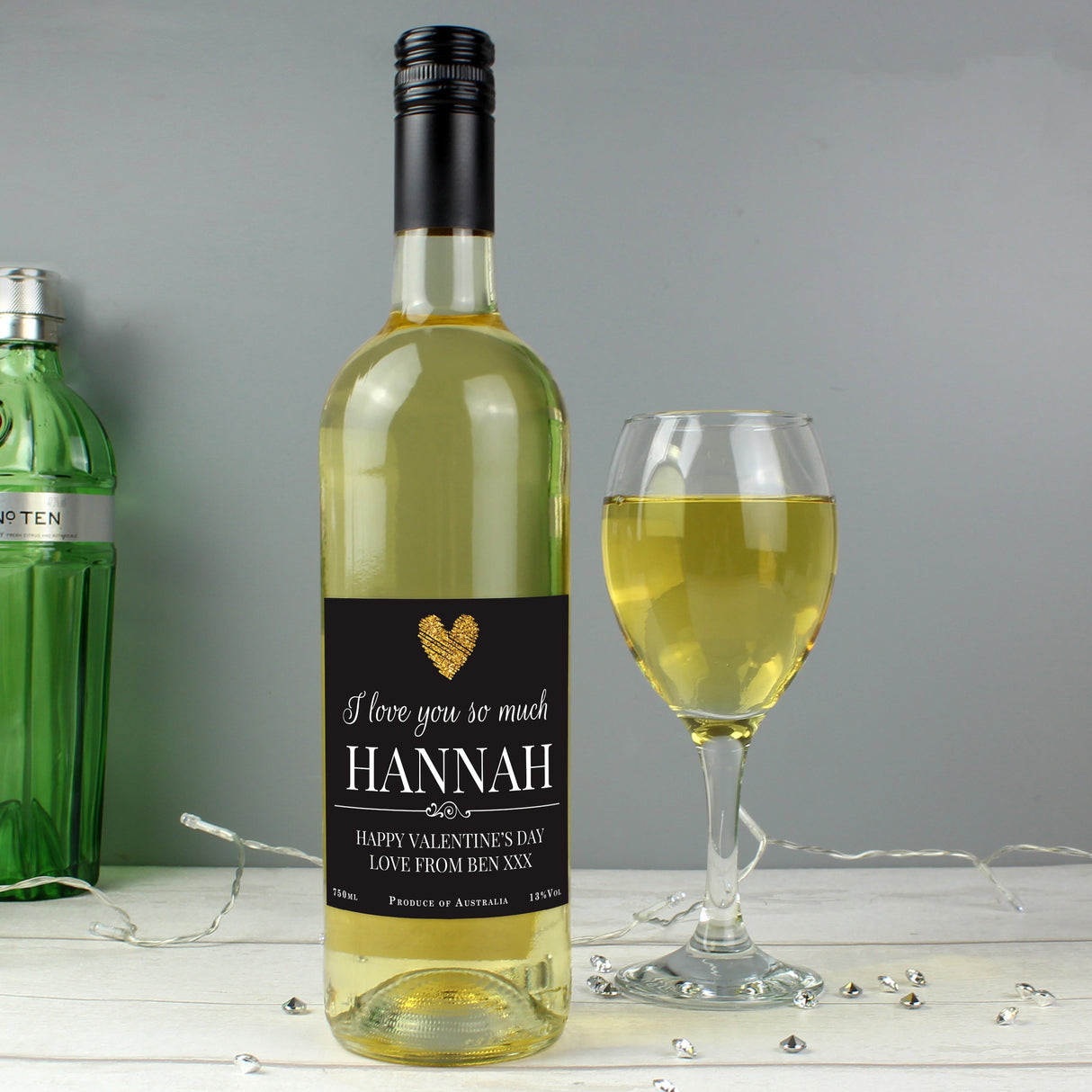 Personalised Heart White Wine: 4 - Wine By Gift Moments